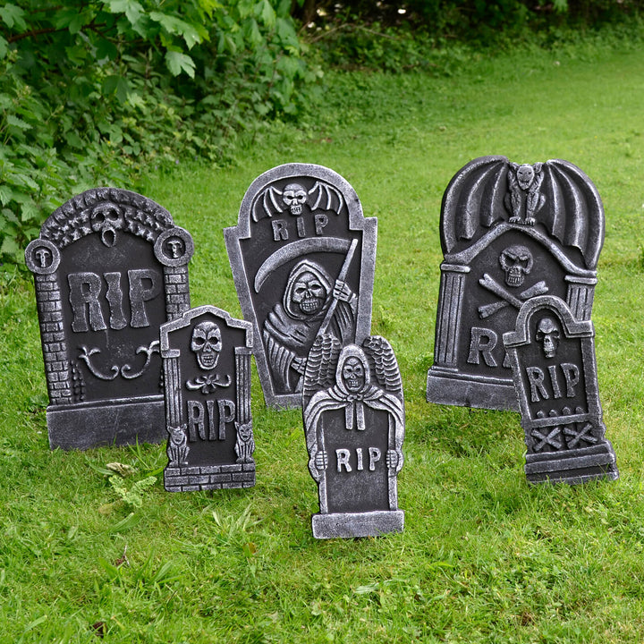 6pc Tombstone Set Halloween Party Decorations Graveyard Props