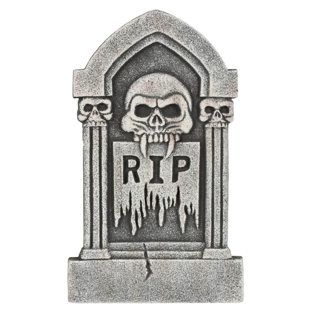 Skull Tombstone RIP Halloween Decoration Graveyard Prop 38cm