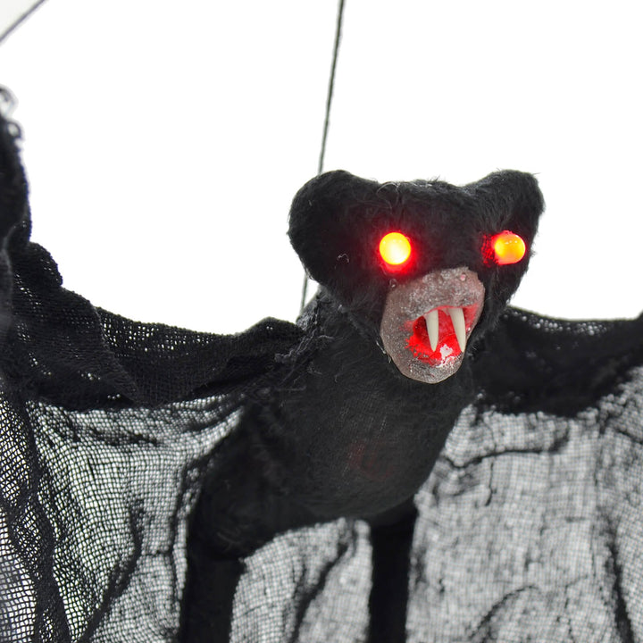 Light Up Black Bat Halloween Decoration Red Eyes 73cm