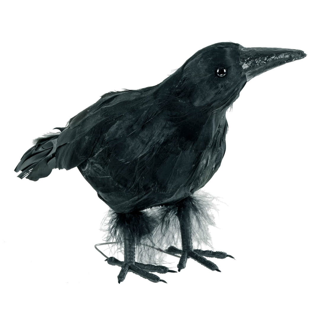 Black Crow Halloween Decoration Bird Realistic Feathers Raven 25cm