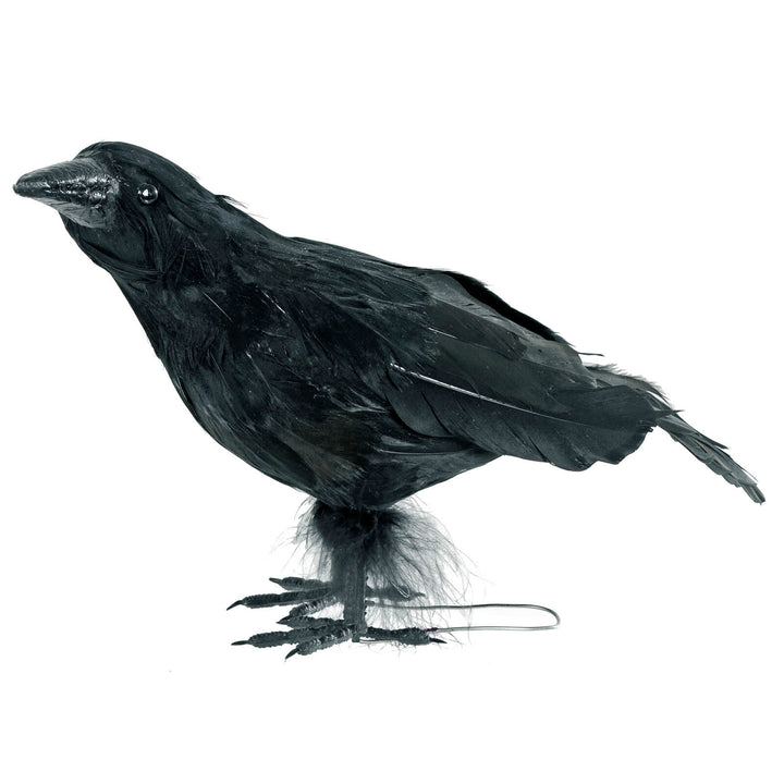 Black Crow Halloween Decoration Bird Realistic Feathers Raven 25cm