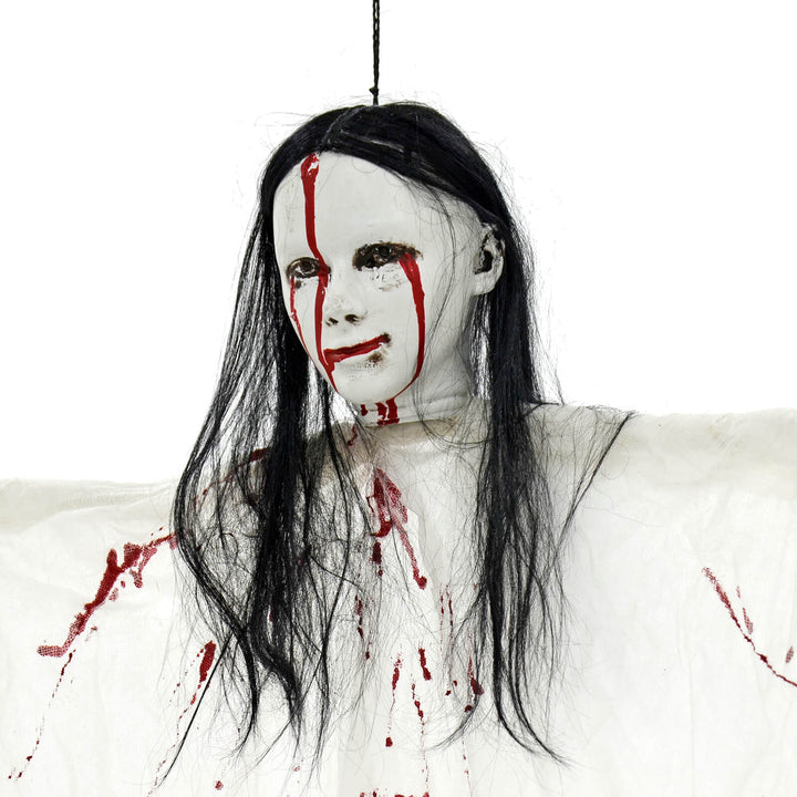 Life Size Hanging Vampiress White Shroud Halloween Decoration