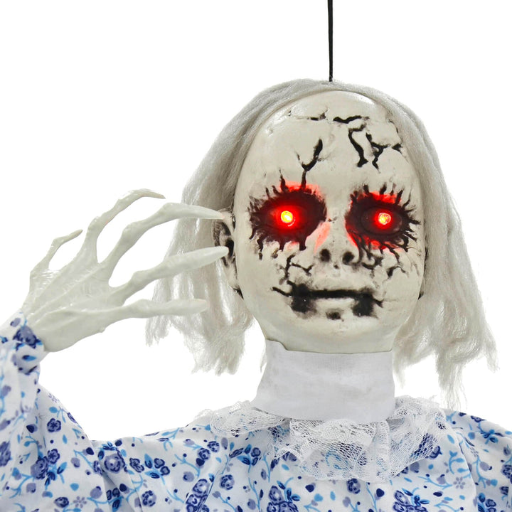 Light Up Scary Doll Red Eyes Sounds Halloween Decoration 60cm