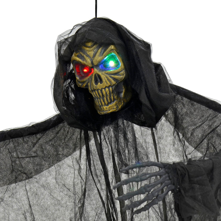 6ft Hanging Grim Reaper Skeleton Flashing Eyes Decoration