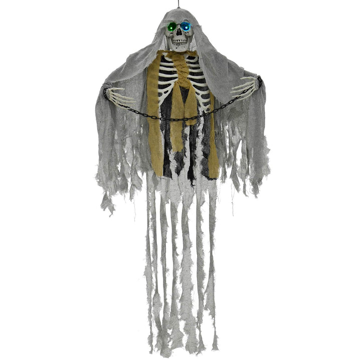 5ft Hanging Skeleton Flashing Eyes Chains Grey Decoration