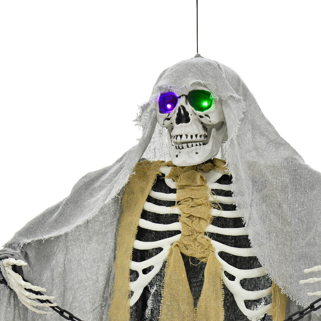 5ft Hanging Skeleton Flashing Eyes Chains Grey Decoration