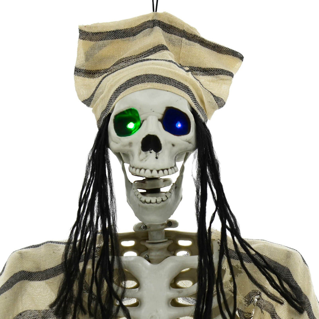 5ft Hanging Pirate Ghost Light Up Eyes Skeleton Decoration