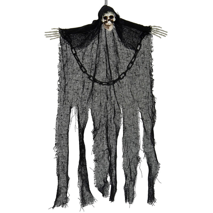 Hanging Skeleton With Chains Black Robe Ghost Decoration 60cm