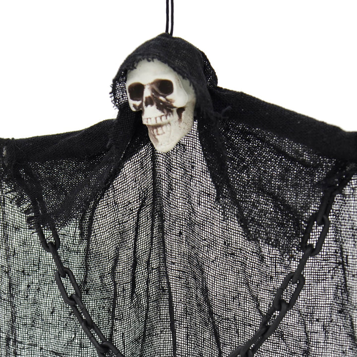 Hanging Skeleton With Chains Black Robe Ghost Decoration 60cm