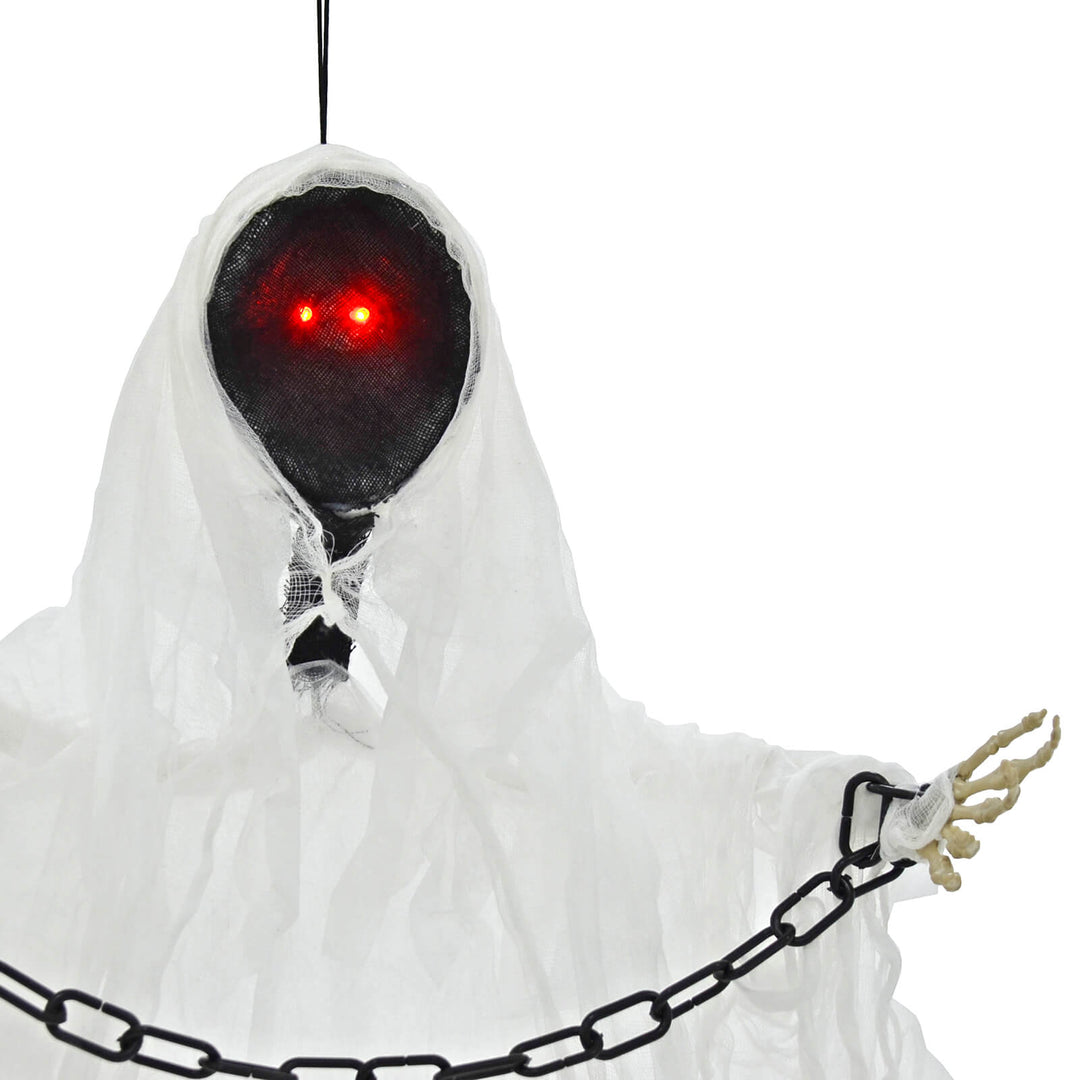 3ft Hanging Skeleton Light Up Eyes White Robe Ghost Decoration