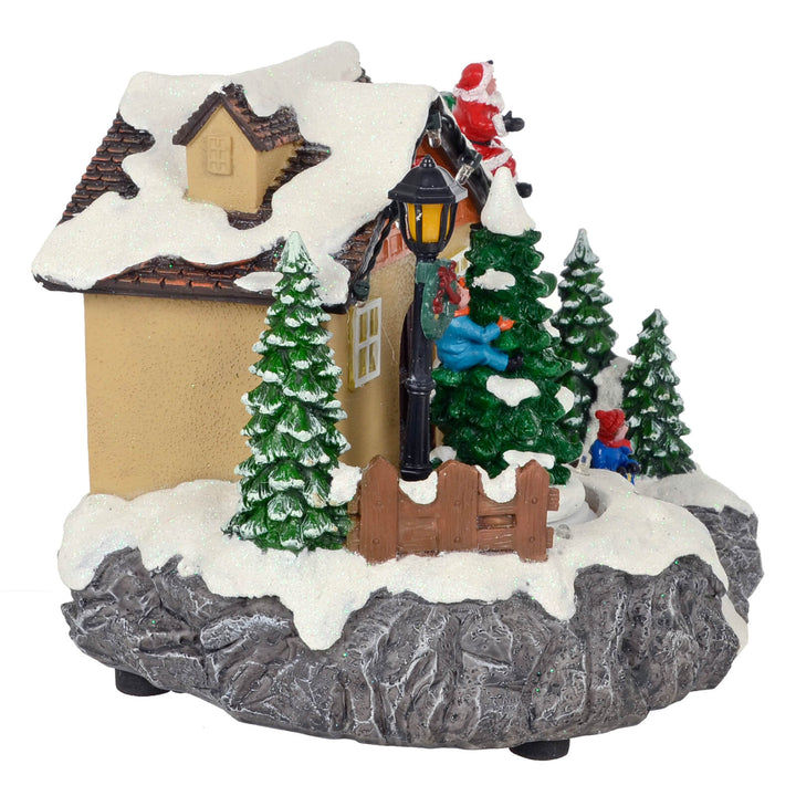 Christmas Village Light Up Moving Snow Scene Sledge Santa 20cm