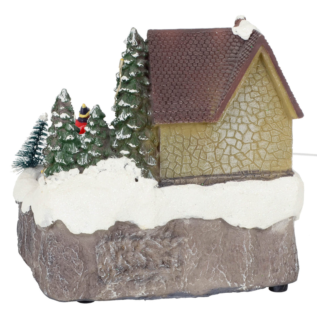 Christmas House River Light Up Moving Snow Scene Skaters 14cm