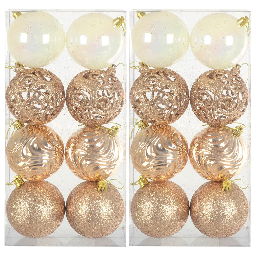 Pack of 16 Christmas Tree Baubles Mixed Design Decorations 8cm