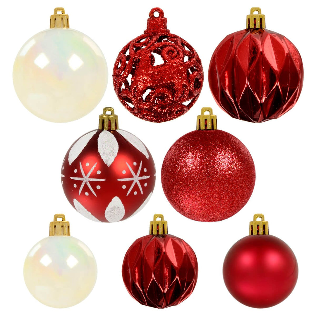 67pc Christmas Tree Baubles Set Mixed Size Design Decorations