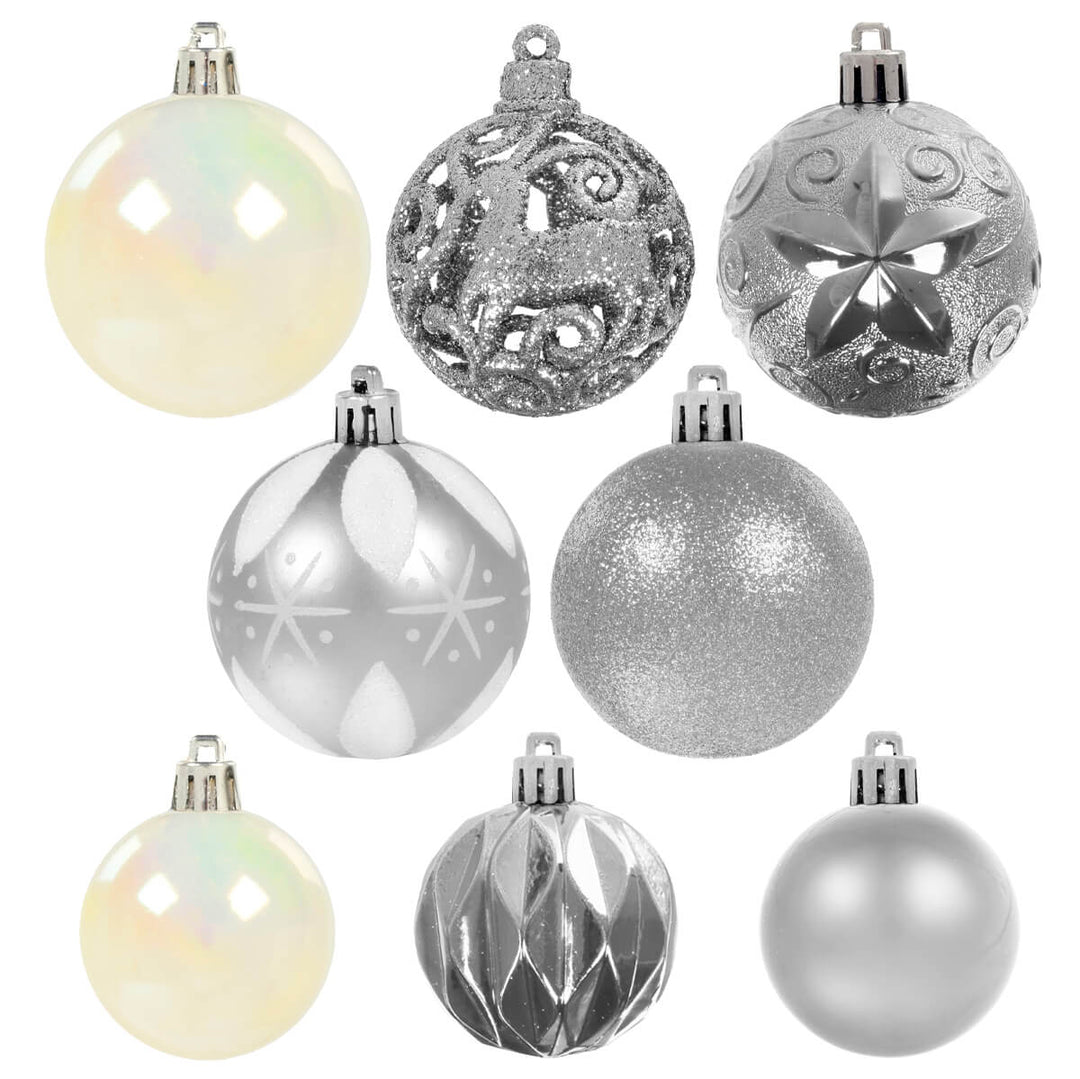 67pc Christmas Tree Baubles Set Mixed Size Design Decorations