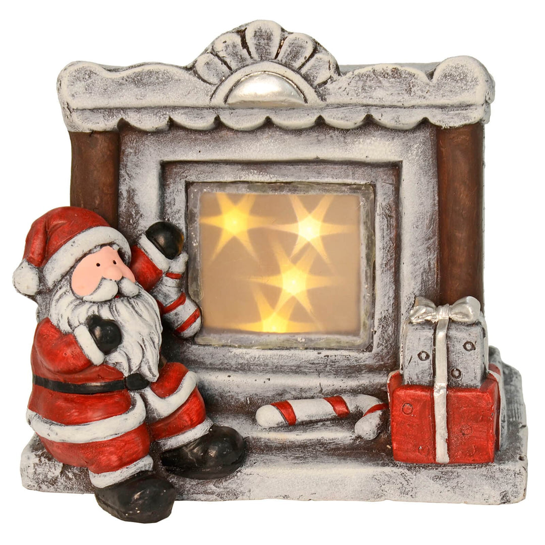 Santa At Fireplace LED Flashing Stars Christmas Decoration 30cm