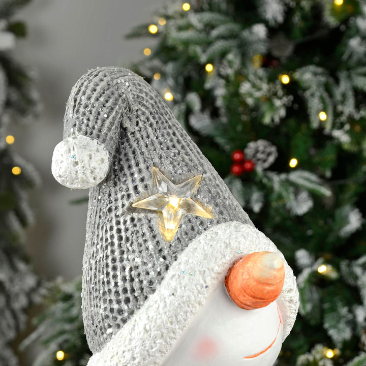 Snowman Stack Light Up Christmas Decoration Grey White 55cm