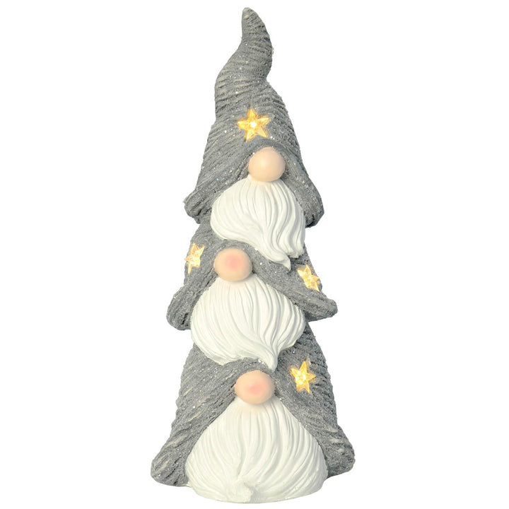 Gonk Stack Light Up Stars Christmas Decoration Grey White 60cm