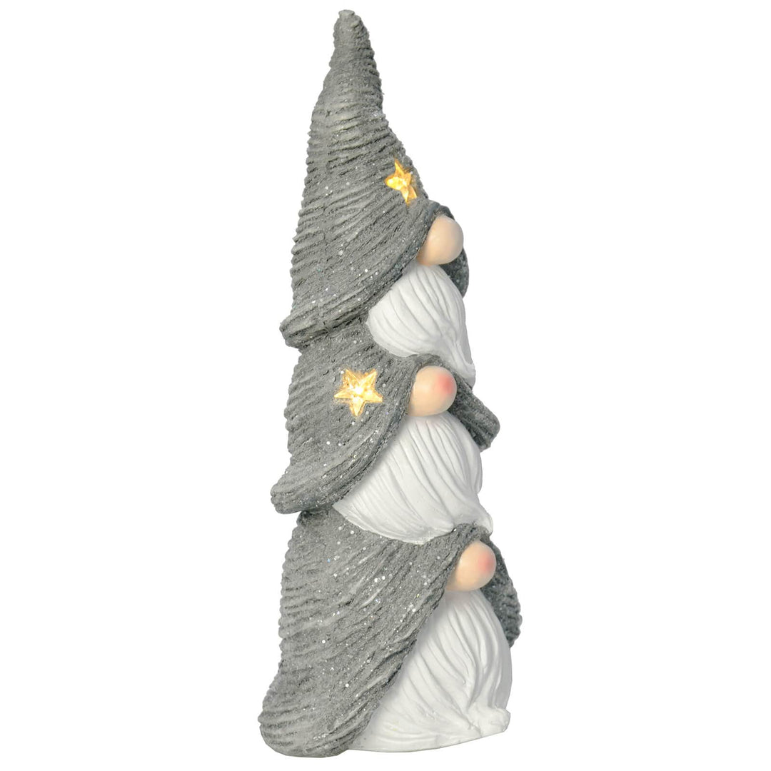 Gonk Stack Light Up Stars Christmas Decoration Grey White 60cm