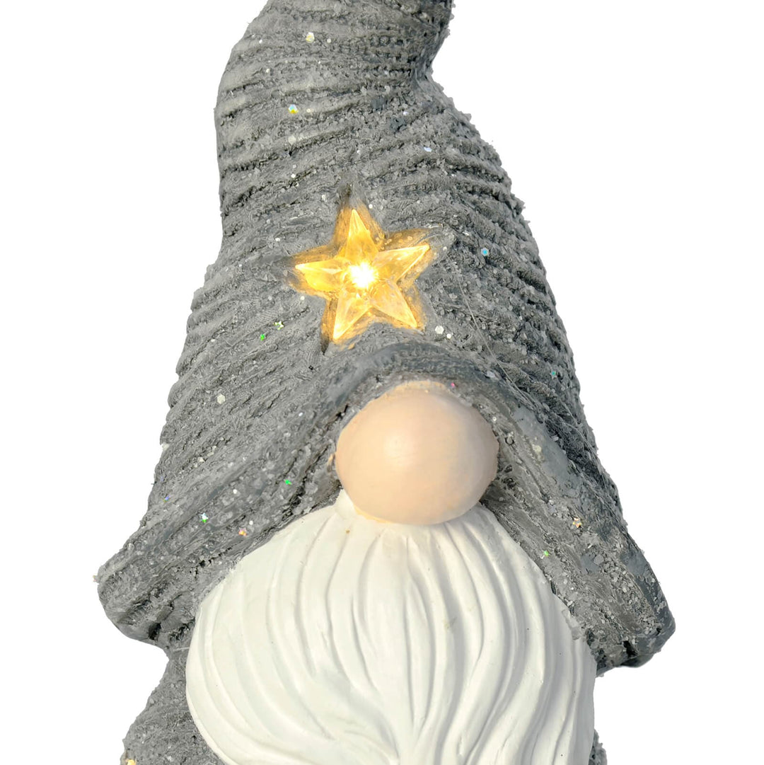 Gonk Stack Light Up Stars Christmas Decoration Grey White 60cm