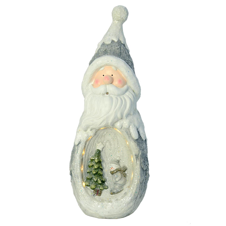 LED Santa With Snowman Scene Christmas Decoration Grey White 63cm