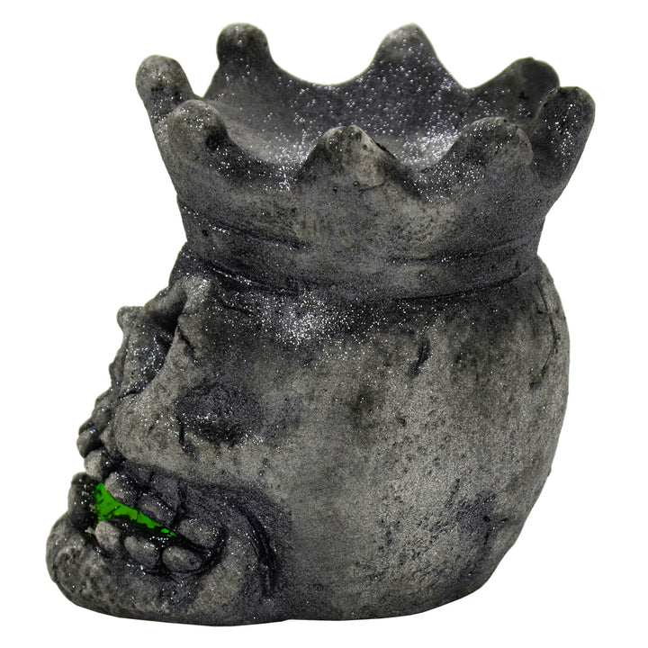 Light Up Skull Crown Candy Holder Halloween Decoration Grey 24cm