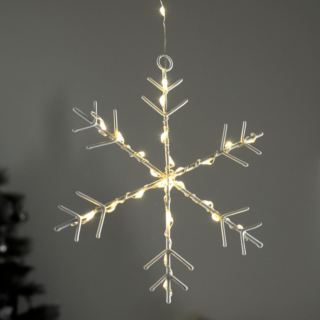 LED Curtain Lights 9 String Static Warm White Snowflake Star 1.2m