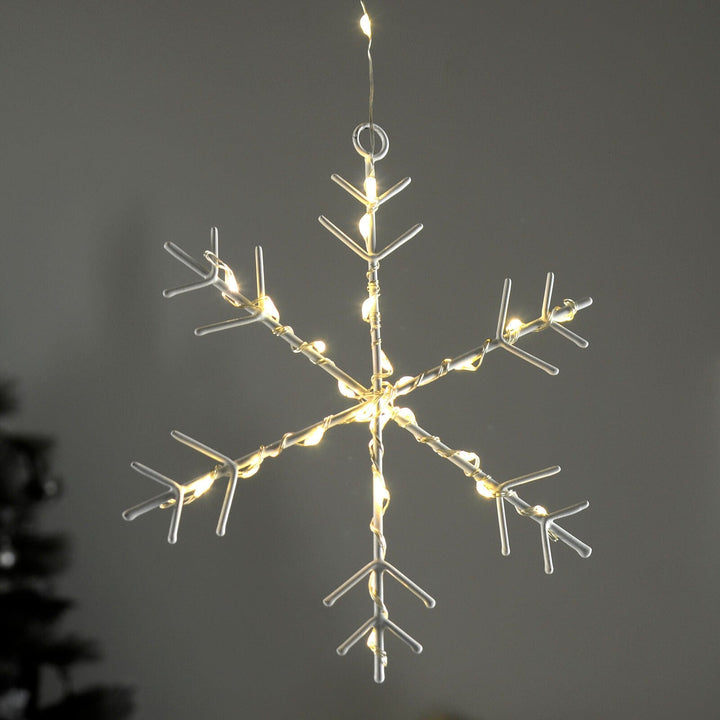 LED Curtain Lights 9 String Static Warm White Snowflake Star 1.2m