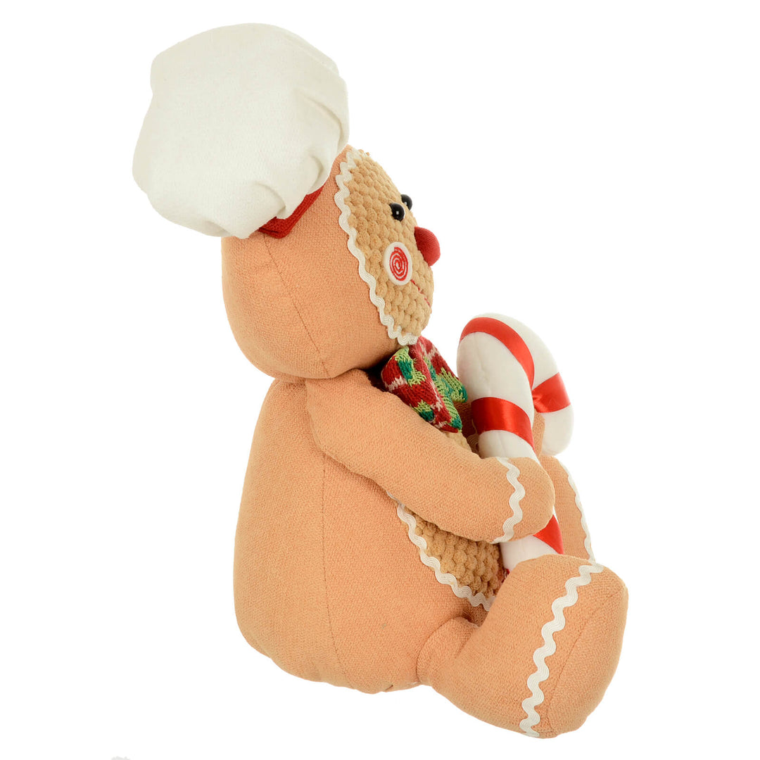 Fabric Gingerbread Figure Sitting Christmas Decoration 33cm