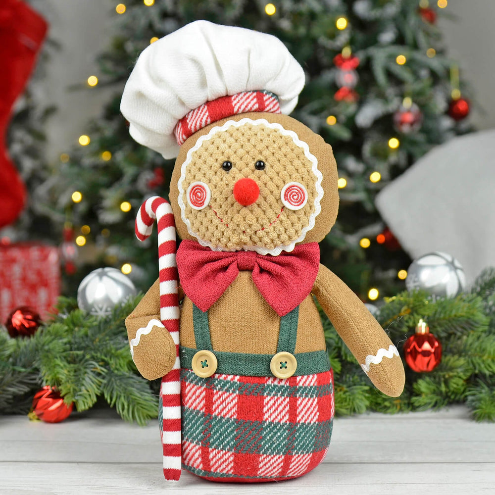 Fabric Gingerbread Figure With Sweet Christmas Decoration 34cm