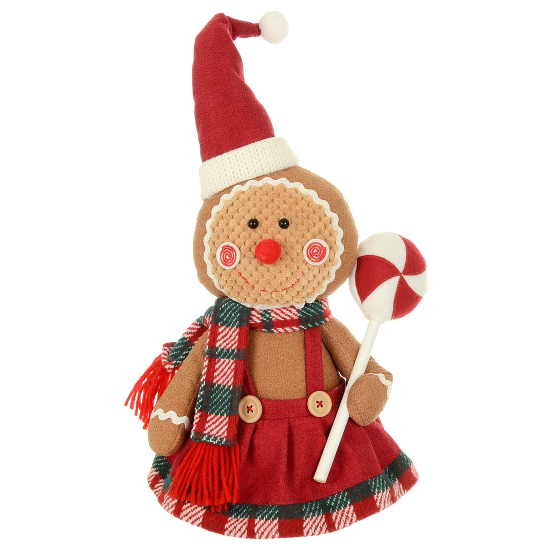 Fabric Gingerbread Figure With Sweet Christmas Decoration 34cm Lady