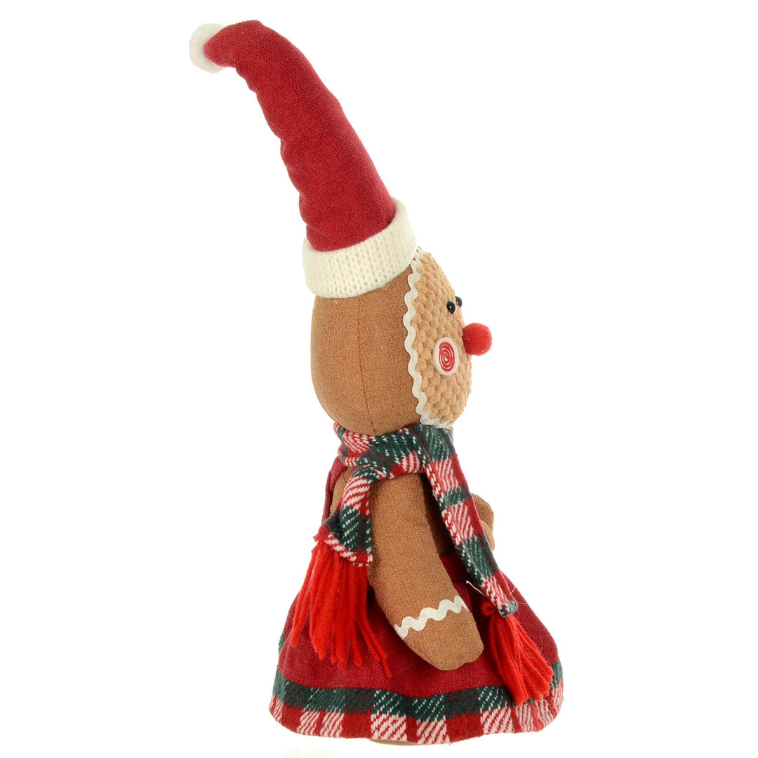 Fabric Gingerbread Figure With Sweet Christmas Decoration 34cm