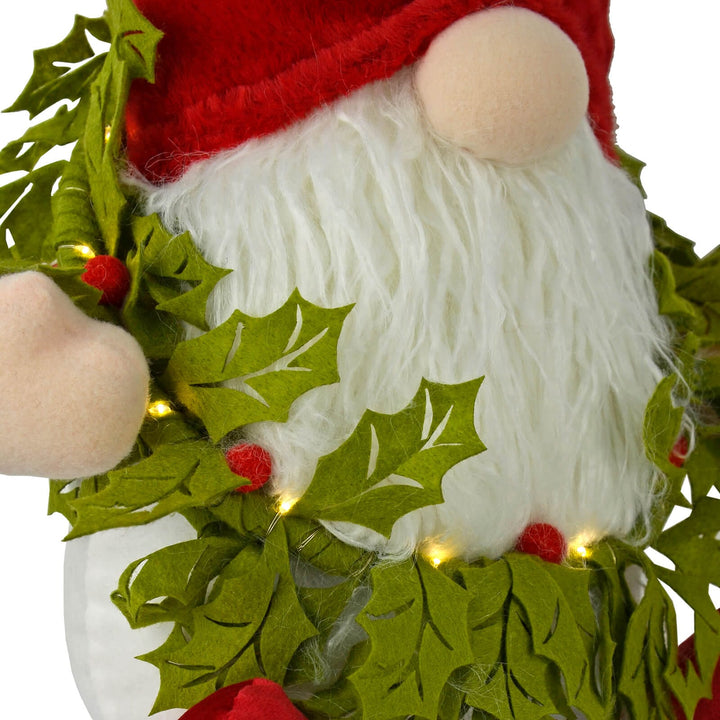 Christmas Gonk With Light Up Holly Wreath Decoration Red 45cm