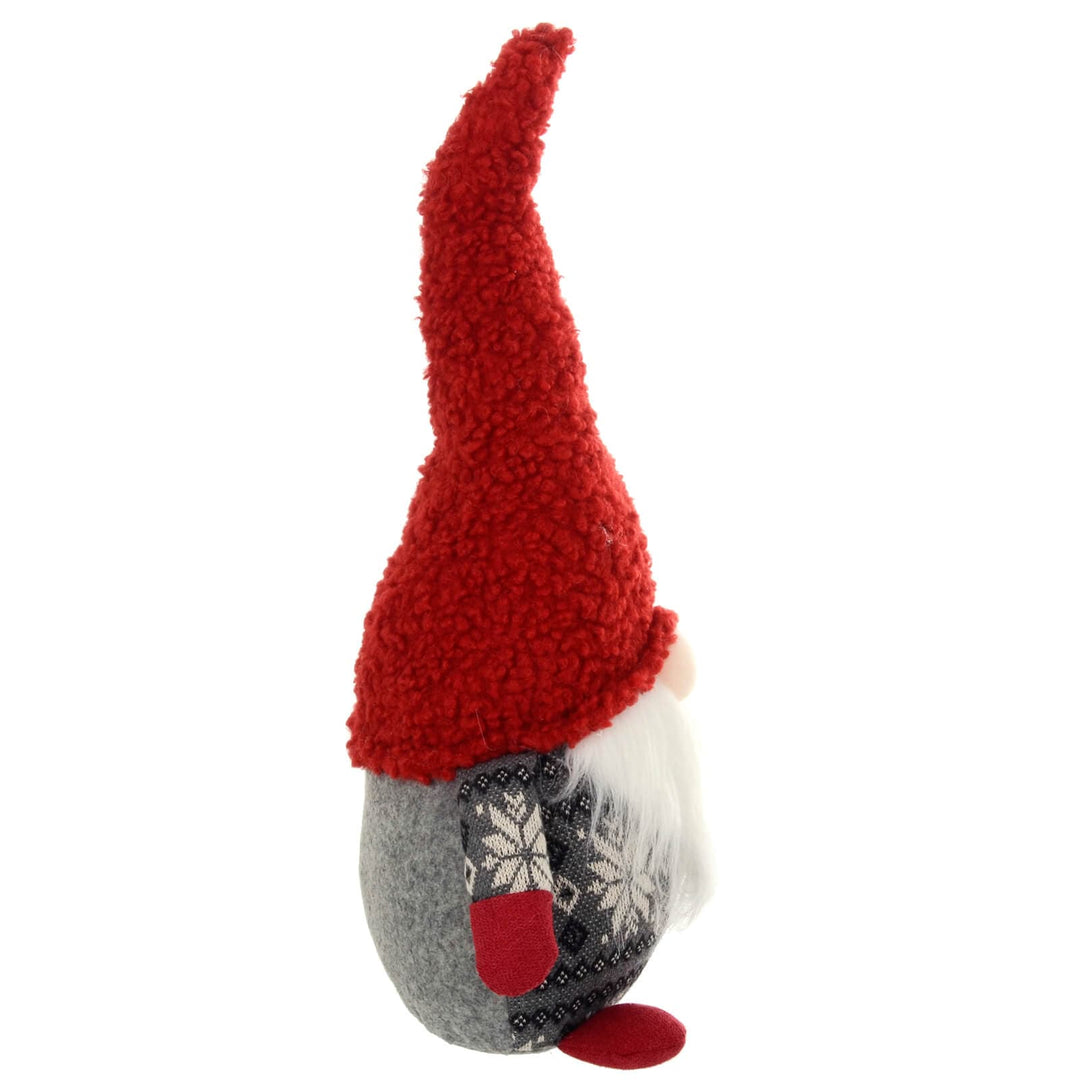 Christmas Gonk Decoration Fair Isle Jumper Grey Red Gnome 46cm