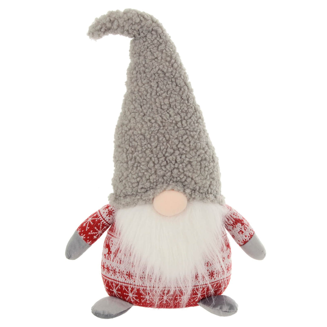 Christmas Gonk Decoration Fair Isle Jumper Grey Red Gnome 46cm