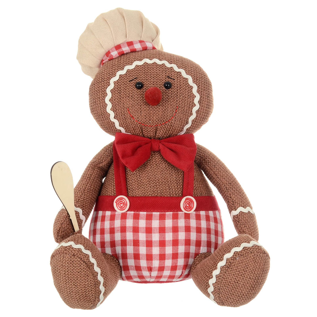 Christmas Gingerbread Figure Fabric Decoration Sitting 33cm Man