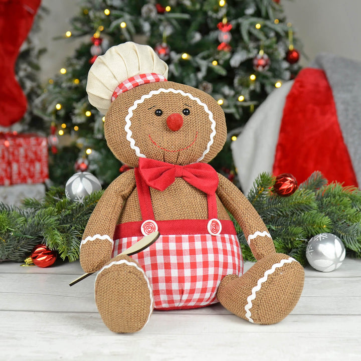 Christmas Gingerbread Figure Fabric Decoration Sitting 33cm