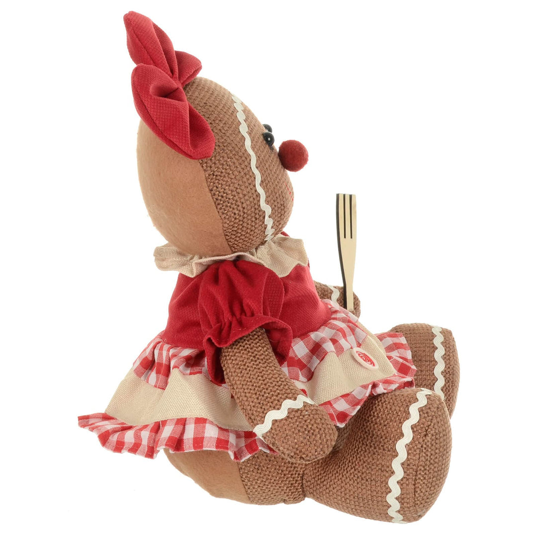 Christmas Gingerbread Figure Fabric Decoration Sitting 33cm