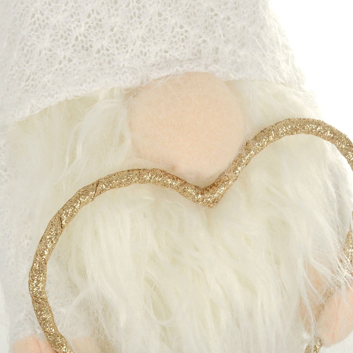 White Christmas Gonk With Gold Heart Decoration 36cm