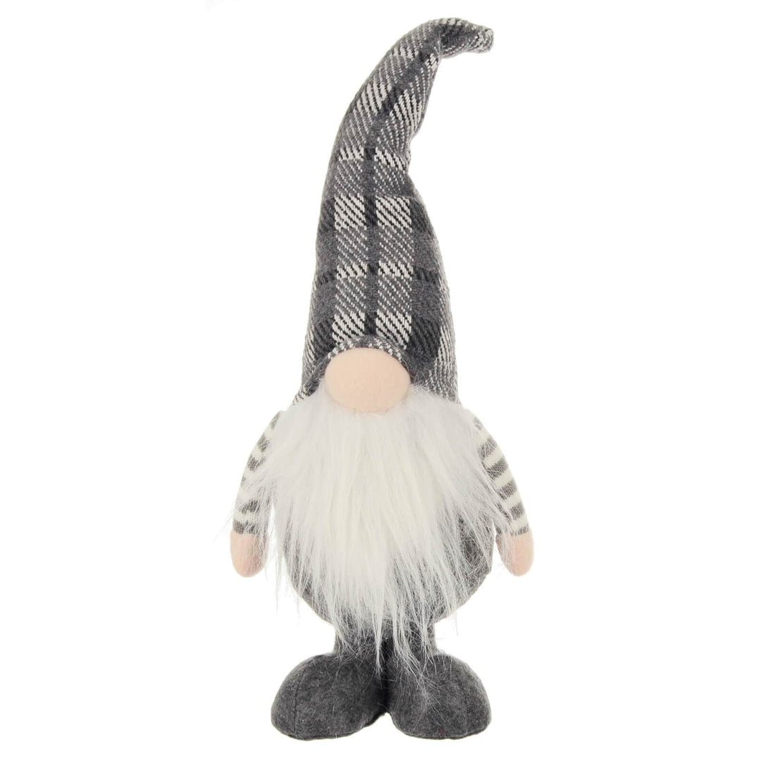 Christmas Gonk Figure Grey White Fabric Standing Decoration 41cm Man