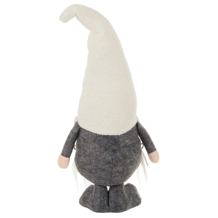 Christmas Gonk Figure Grey White Fabric Standing Decoration 41cm