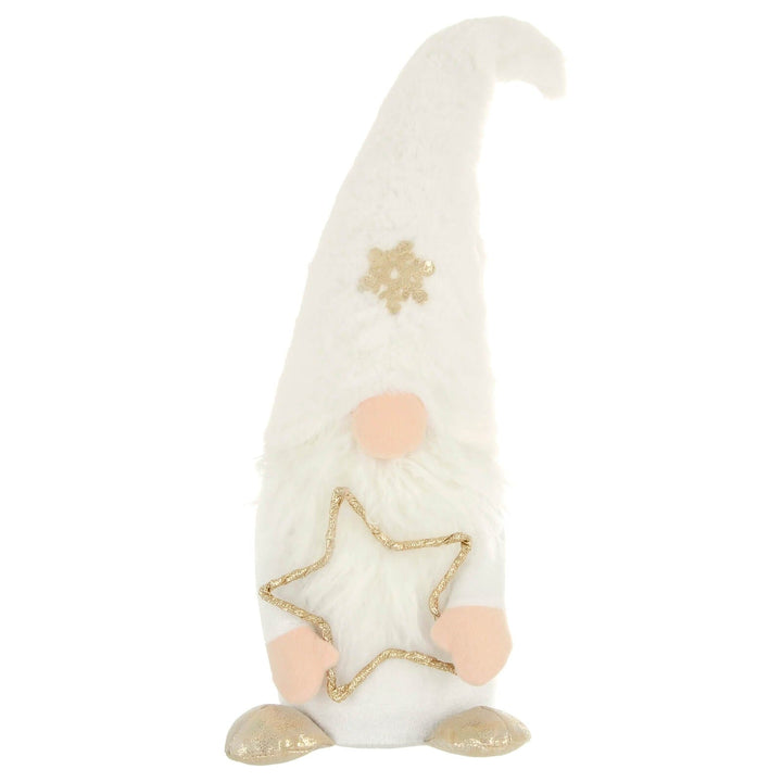 White Gonk With Gold Star Christmas Decoration 50cm