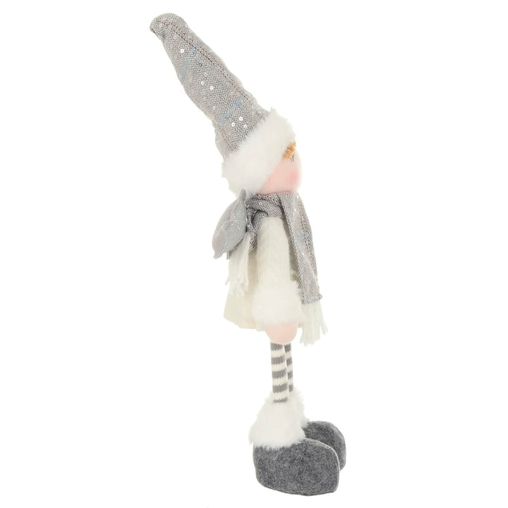 Christmas Fairy Standing Figure Grey White Silver Wings 41cm