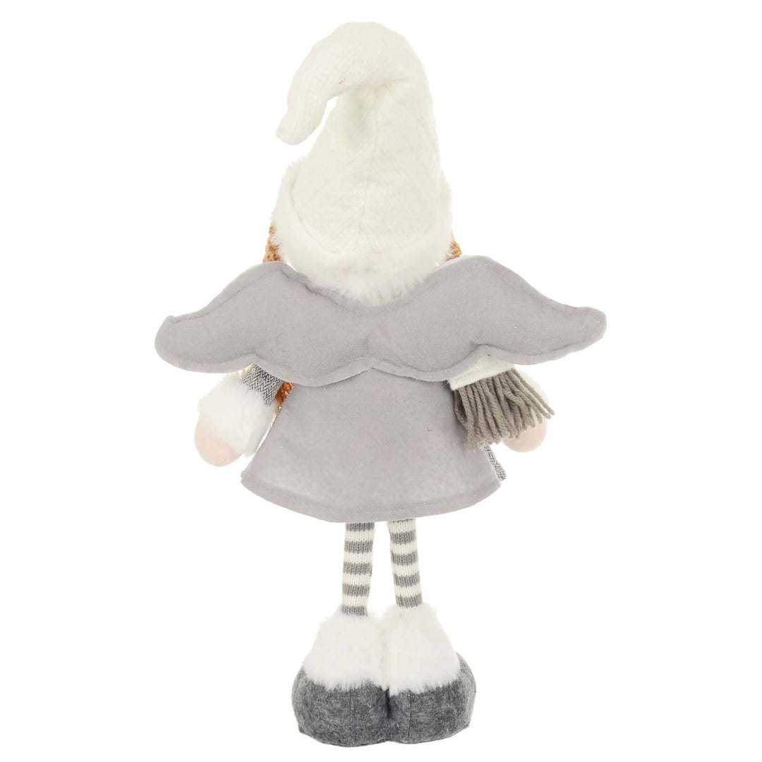 Christmas Fairy Standing Figure Grey White Silver Wings 41cm