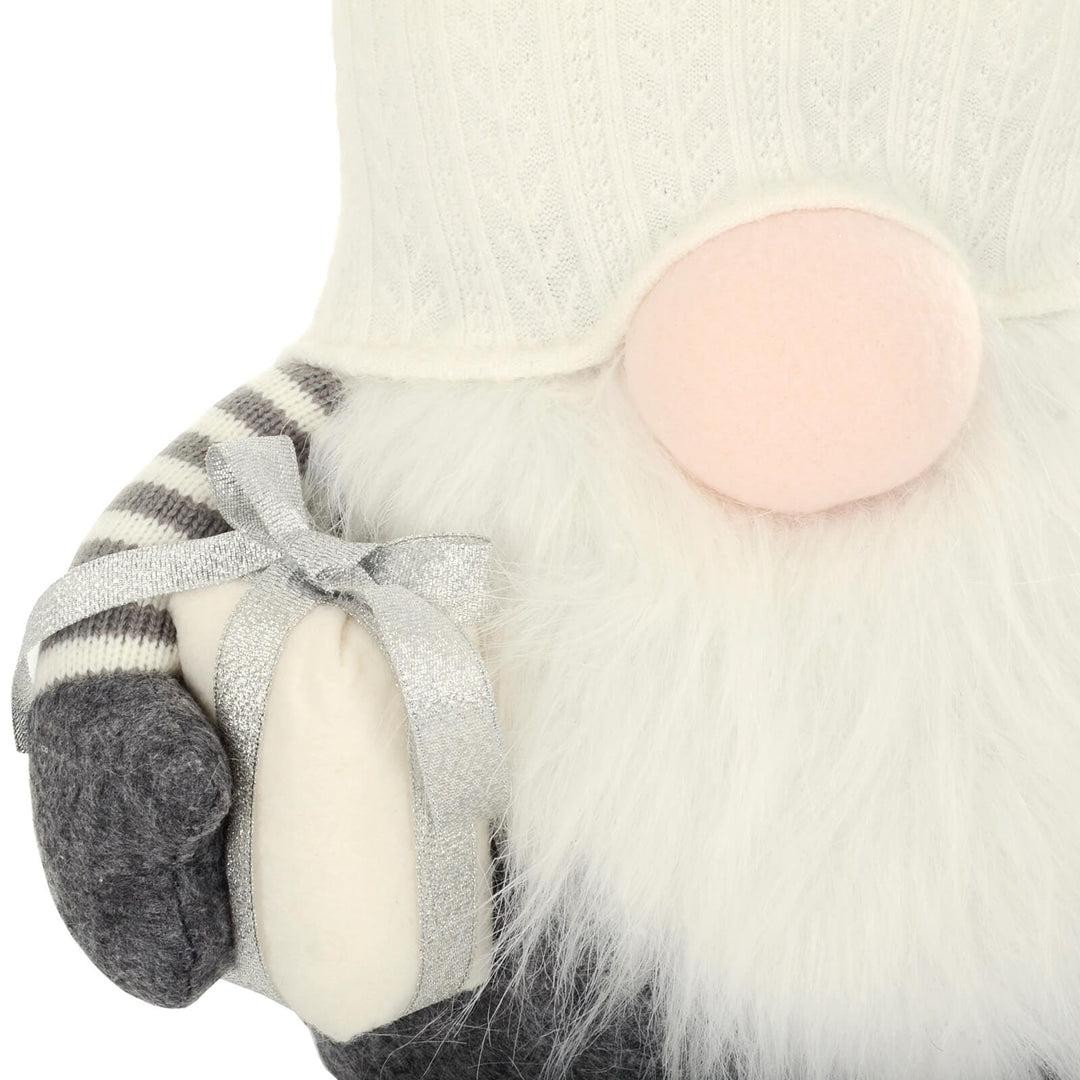 Large Christmas Gonk Fabric Figure Grey White Decoration 64cm