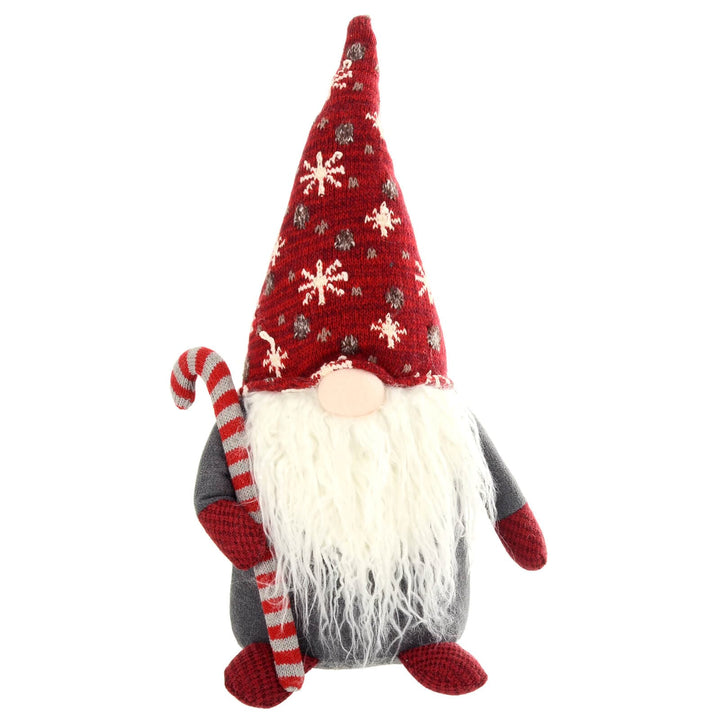 Christmas Gonk With Candy Cane Fabric Decoration Red Grey 39cm