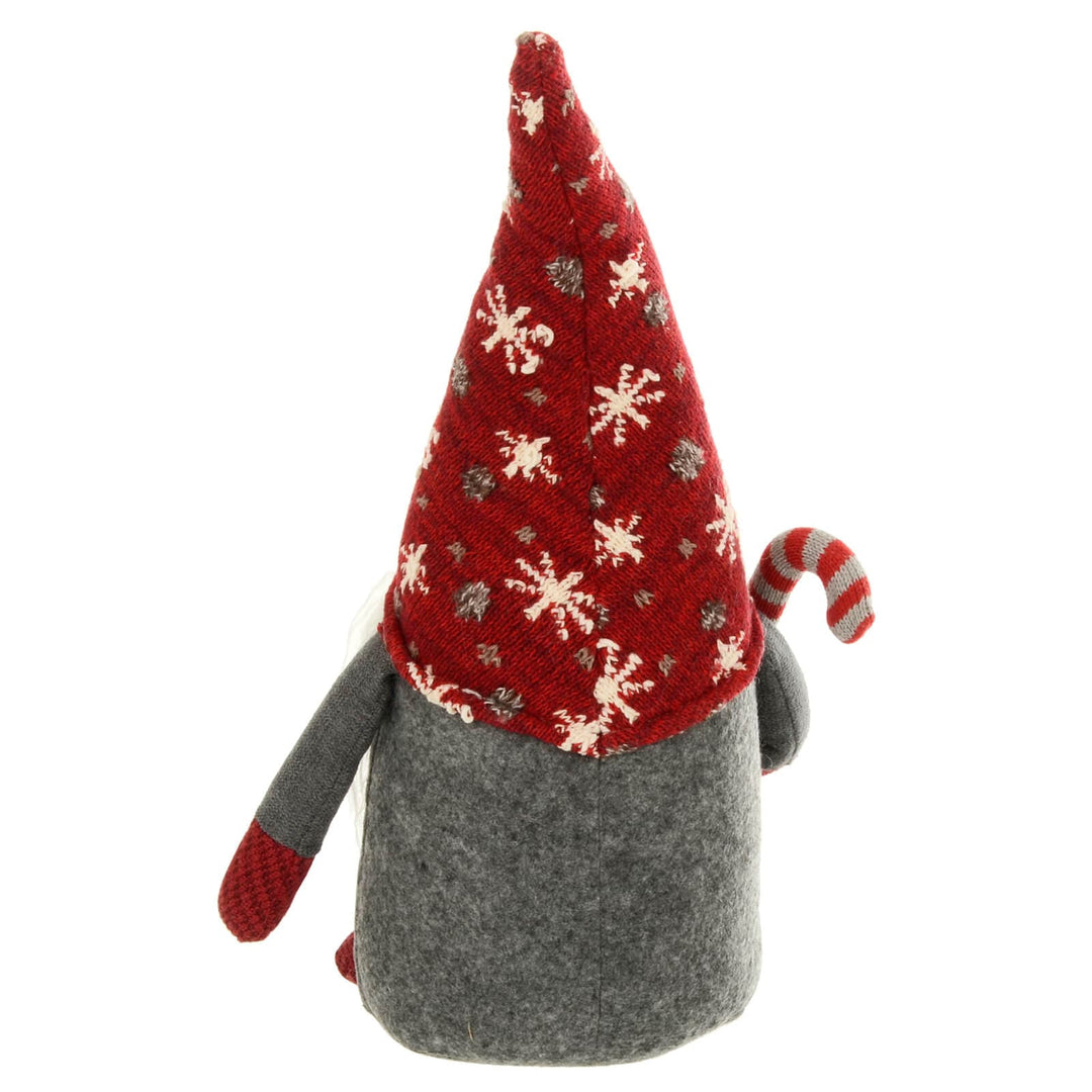 Christmas Gonk With Candy Cane Fabric Decoration Red Grey 39cm