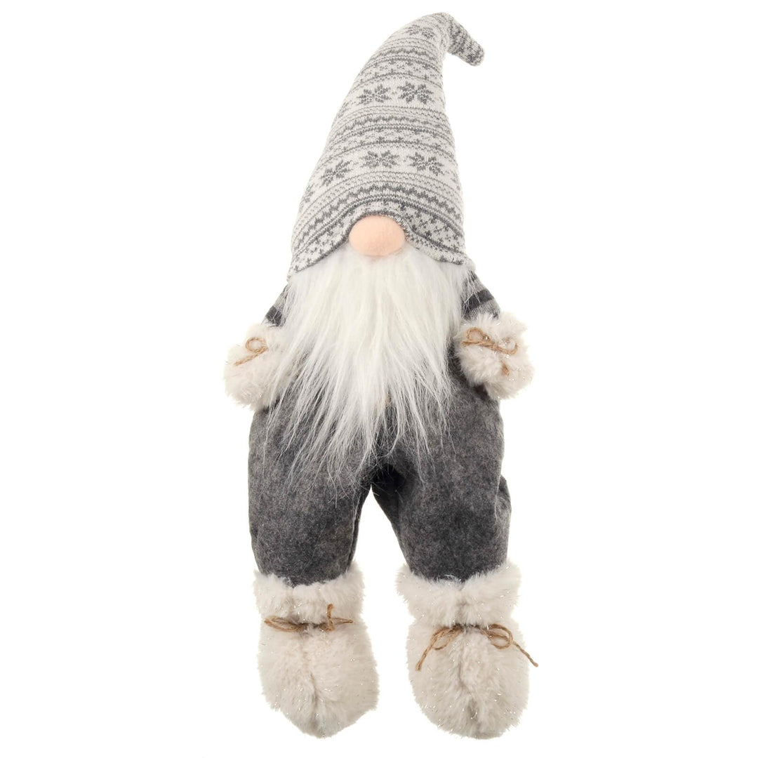 Novelty Sitting Gonk Christmas Shelf Decoration Grey White 55cm Grey