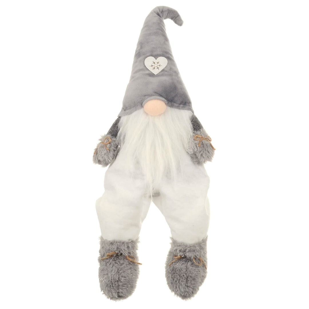 Novelty Sitting Gonk Christmas Shelf Decoration Grey White 55cm White