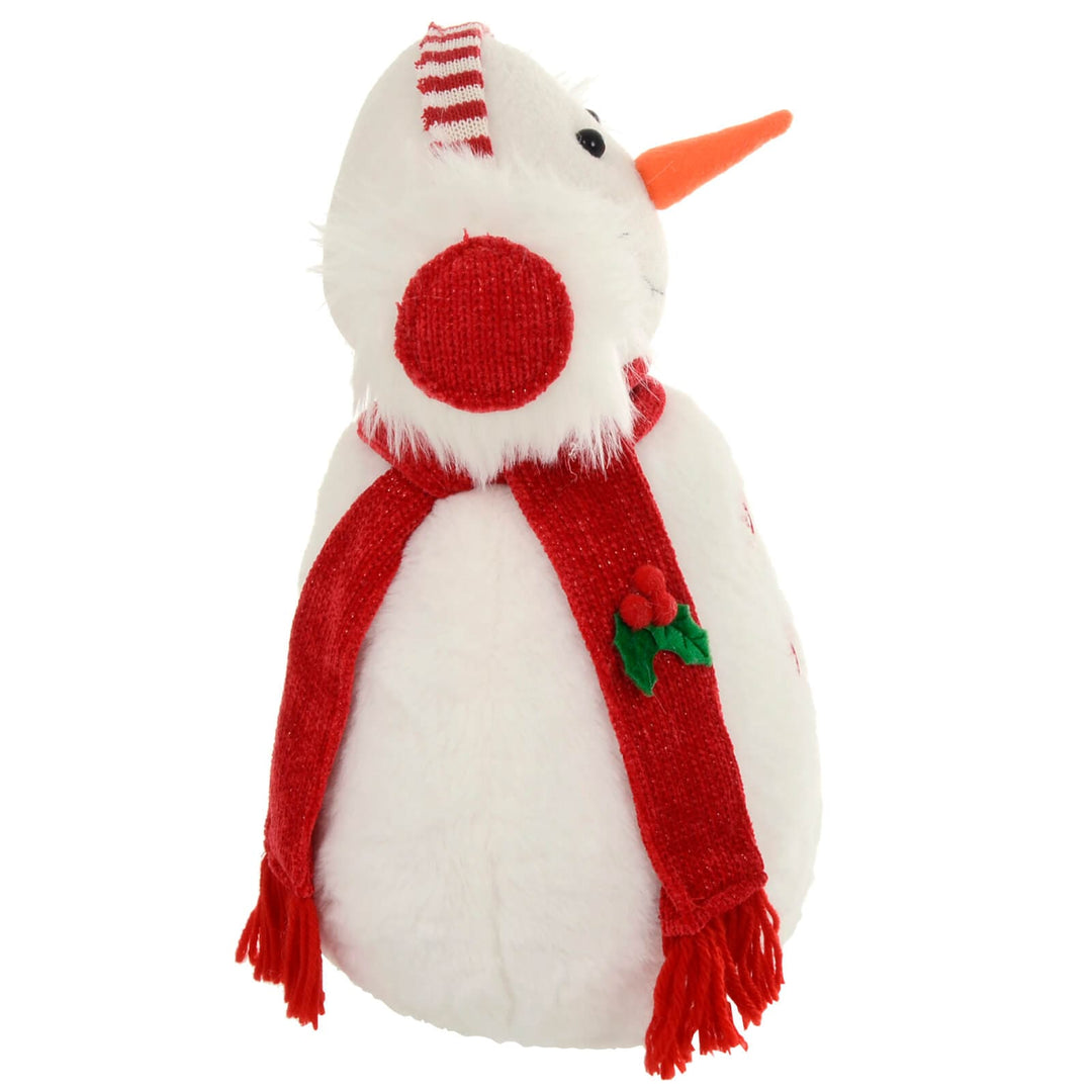 Snowman With Headphones Christmas Decoration White Red 35cm